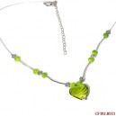Collier fantaisie coeur vert + chainette
